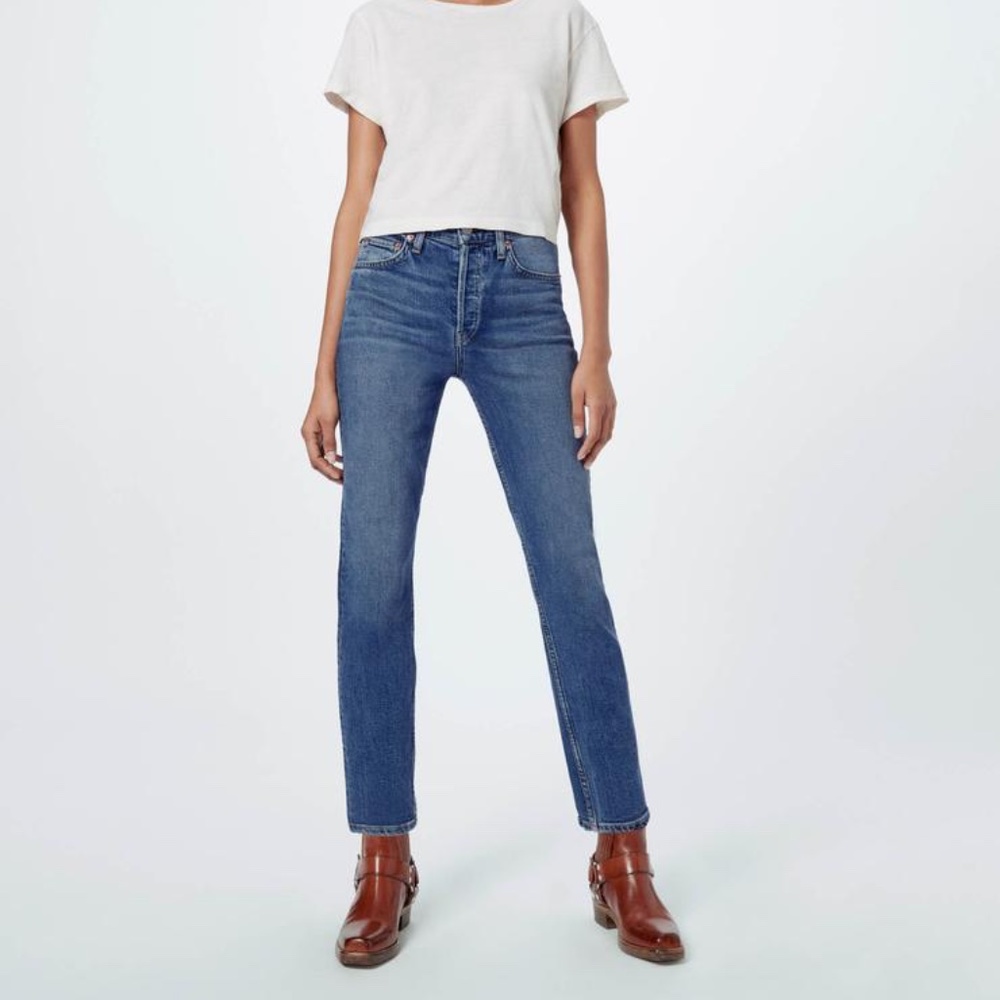 RE/DONE High Rise Ankle Crop Jeans